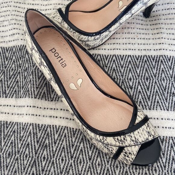 PORTIA Leather Snakeskin Heels Pumps - Picture 4 of 7
